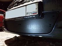Зимняя заглушка решетки переднего бампера Nissan Almera 2014-